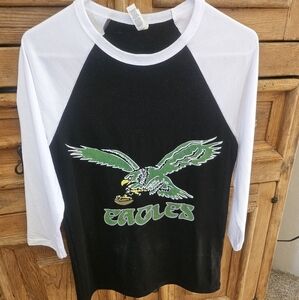 New, never worn Unisex Philadelphia Eagles 🦅💚  Black and White Raglan Shirt